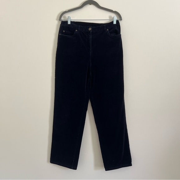 Ruby Rd. Womens Black Straight Leg Jeans Velvet Navy Blue 8 Cotton Work Preppy - Picture 1 of 13